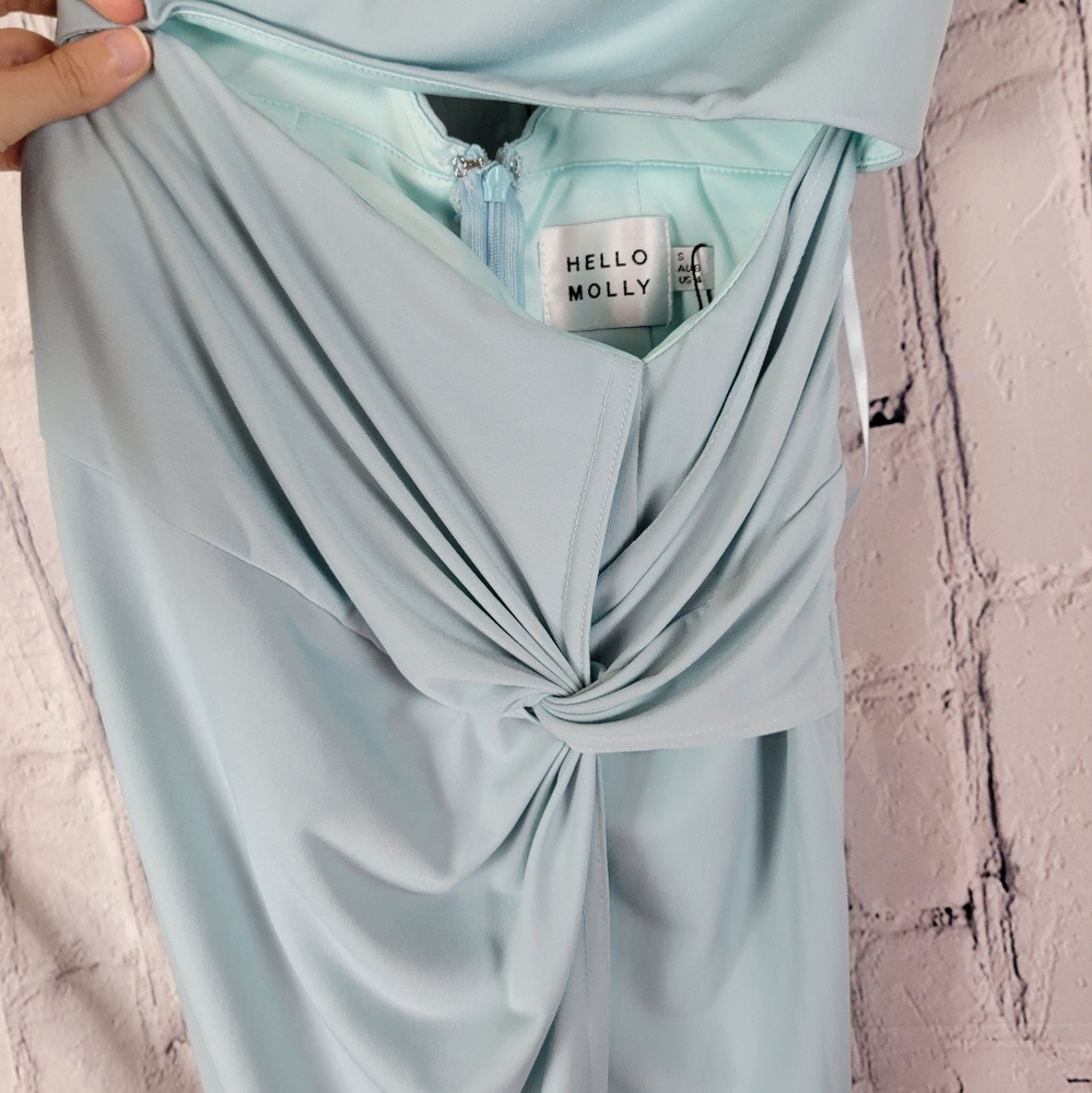 Hello Molly sky blue flowy fountains cut out front open back mini dress - Picture 11 of 15